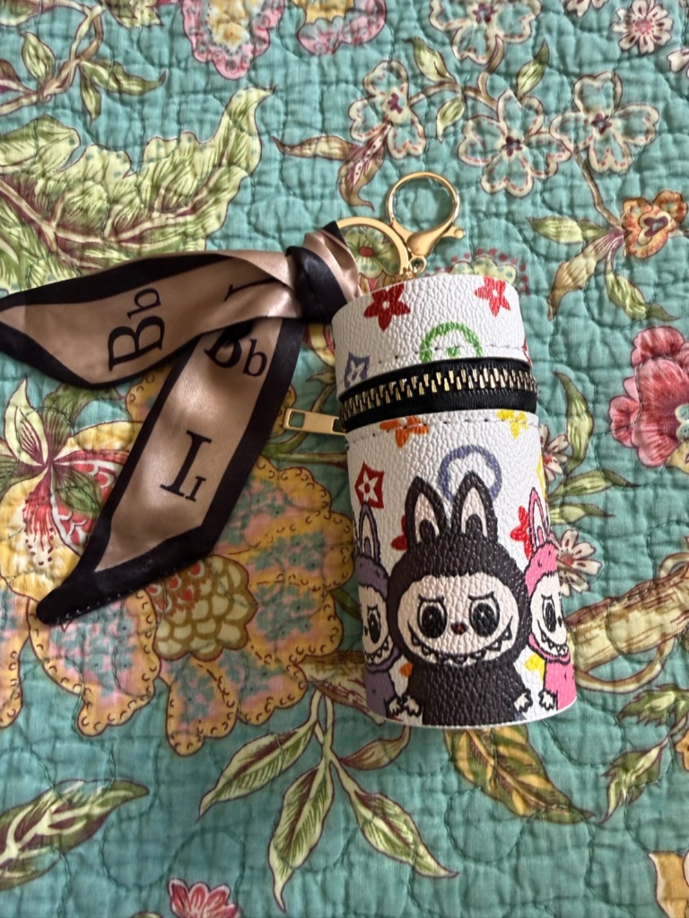 Labubu mini bag / bag charm with ribbon